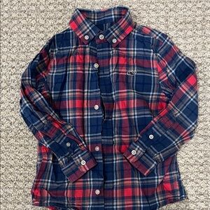 Vineyard Vines Kids Plaid Shirt - Navy and Red/Pink